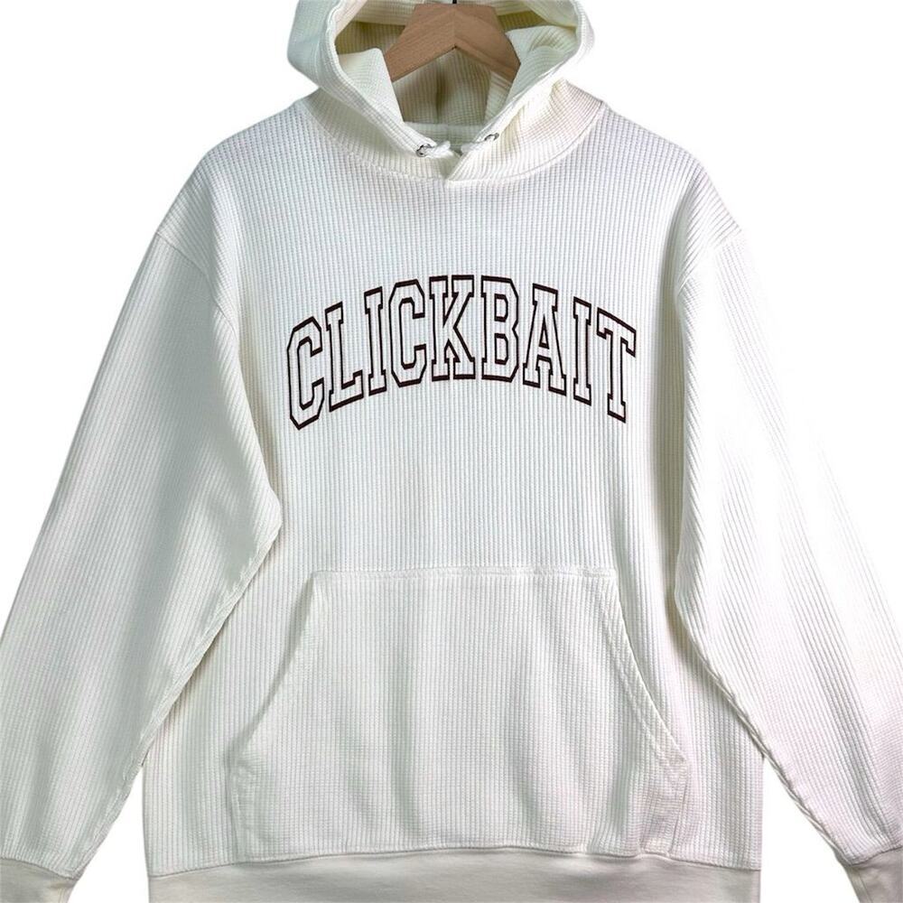 Clickbait by Fanjoy David Dobrik Waffle Knit Hoodie White Size M